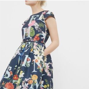 Ted Baker Lusara A-Z Ditzy Skater Dress, Blue 0